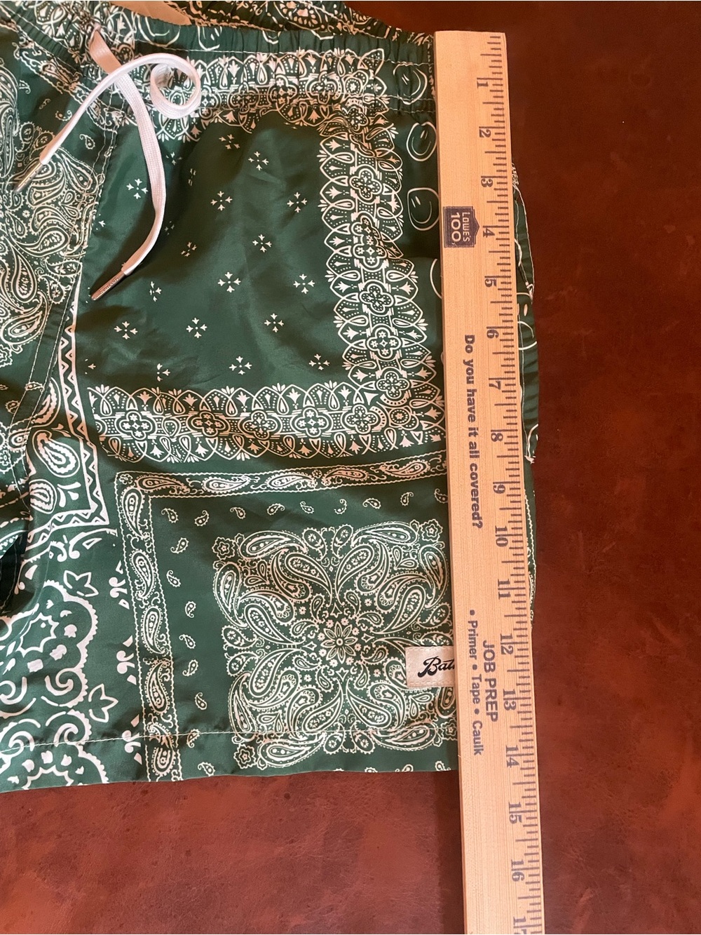 Bather small Men's Green Bandana Print Swim Trunks with Drawstring - Picture 6 of 8